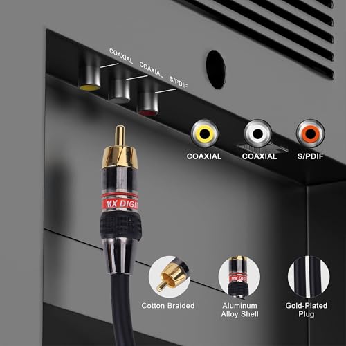 Image of MX 2 RCA to 2 RCA Stereo Audio Cable 3 Meter | Gold-Plated Male to Male OFC Cable | Dual Shielded Audio Cable for Home Theater, Amplifier, Hi-Fi System, Car Audio & Speakers