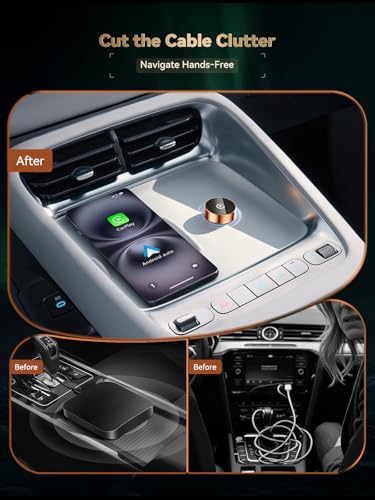 Image of 2026 Wireless CarPlay & Android Auto Adapter, 2-in-1 Mini Adapter for iPhone & Android, for USB-A /USB-C, Plug & Play, Fast Auto Reconnect, Low Latency