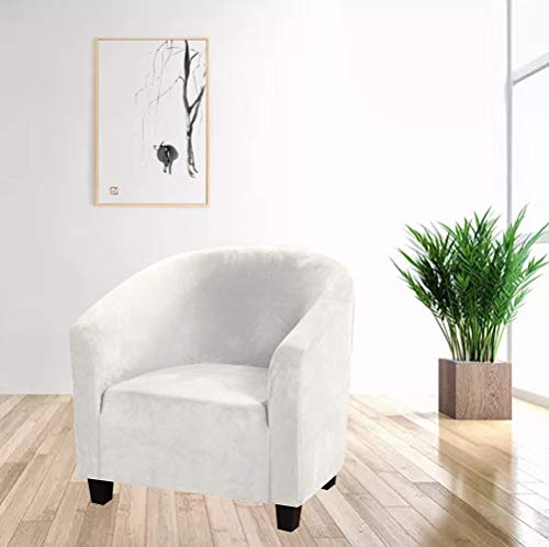 Mifxin Tub Chair Covers Thick Velvet Stretch Club Chair Slipcovers Spandex Soft Armchair Sofa Cover Furniture Protector For Living Room Bar Cafe Hotel (2 Pack, White) #TOP1