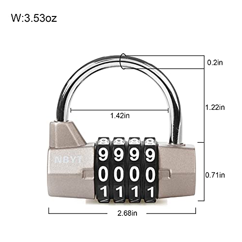 Image of 4 Digit Combination Lock, Portable, Silver, 2 inch Wide Lock Body, 5 /16 inch Shackle, Provides Protection and Security