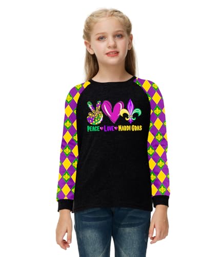 Image of Remimi Girls Thanksgiving Shirts Buffalo Plaid Raglan Tee Cute Turkey Holiday Party Long Sleeve Tshirt 5-14 Years