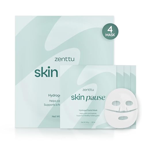 Zenttu korean Collagen Face Mask Hydrogel Technology for Soothing Barrier Support and Dehydrated Skin Pore Minimizing Plumping Improvement Skin Pause Korean Face Mask | 1.19oz(34g) x 4ea