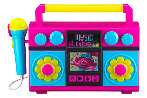 eKids Trolls World Tour Sing Along Boombox with Microphone, Built in Music, Flashing