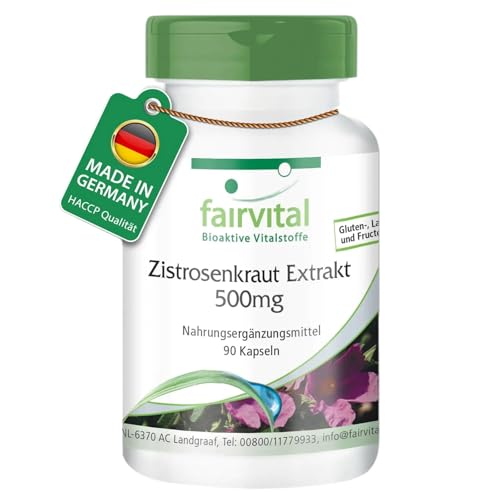 fairvital Zistrosenkraut Extrakt 500 mg 90 Kapseln 5-fach konzentriert Cistus Incanus Natürliche Quelle Polyphenole 100% vegan Qualitätsgeprüft und hochdosiert Made in Germany