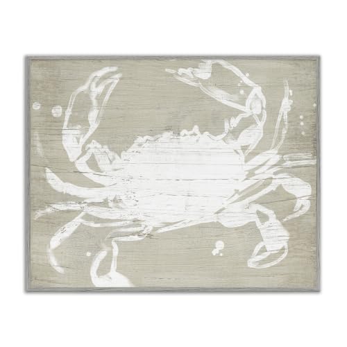 Soft Nautical Crab Rustic Grain, 24 x 30 Inch Framed Giclée Print