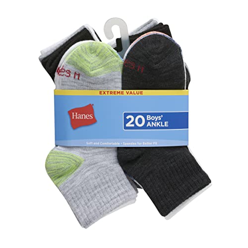 Image of Hanes boys Hanes Boys' Socks, Super Value 20-pair Socks, Ankle and No Show Multi-packs