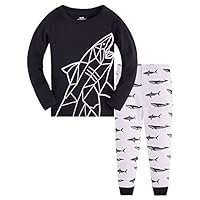 Colobe Boys Pyjamas Sets Nightwear Cotton Toddler Clothes Kids Astronaut Shark Space Sleepwear Long Sleeve Pjs 2 Piece Outfit Xmas Gift 6-7 Years