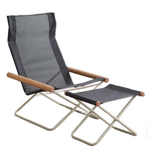 Silla reclinable plegable de camping con madera de haya maciza y lona 600D, silla portátil para exteriores, playa, picnic, jardín