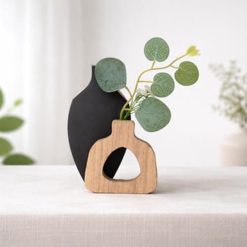 Image of CraftVatika Wooden Decoratve Showpiece for Home Decor Artificial Flower Holder Home Decoration Items for Living Room Wall Shelf Corner Tabletop Birthday Housewarming for Man Woman