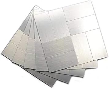 Yipscazo 20 PCS Stick on Wall Tiles Splashback for Kitchen, 11.8 x 11.8 Inches 3D Silver Peel and Stick Backsplash Tile for Bathroom, Laundry Room, Camper, Fireplace