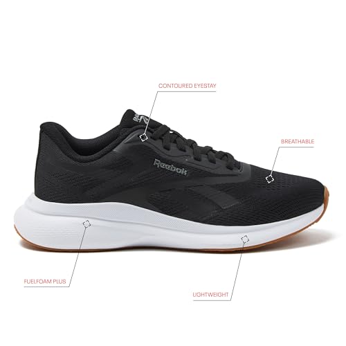 Reebok Energen Run 4 Running Shoes for Women, Athletic Womens Sneakers, Black/White/Gum, 8 Wide by Reebok - Used condition - Image 2
