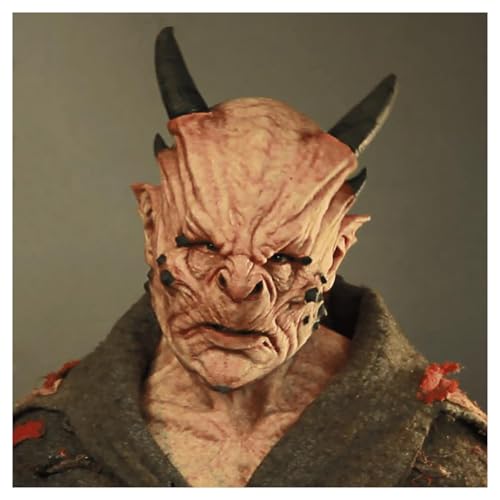 Máscara de Halloween,Regerly 1 Pieza Máscara de Halloween Máscaras de Terror Adulto Máscara de Halloween Máscara de Látex Scary Máscaras de cabeza completa con cuernos para Cosplay Fiesta de Halloween