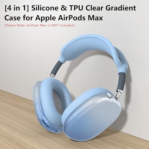 Image of Silicone Case Cover for AirPods Max 2, Clear Gradient Soft TPU Ear Cups Cover /Ear Pad Case Cover /Headband Cover for AirPods Max 2 /1 (2026 /2024 /2020), Transparent Accessories for Apple AirPod Max, Blue