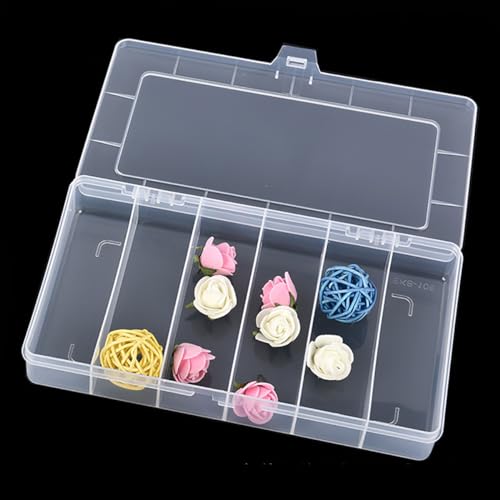 Image of 6 Grids Clear Plastic Organizer Box, Bead Storage Containers, Craft Organizers and Storage Beads Organizer, Art DIY, Crafts Jewelry Storage, Fishing Tackles, 2 PACK