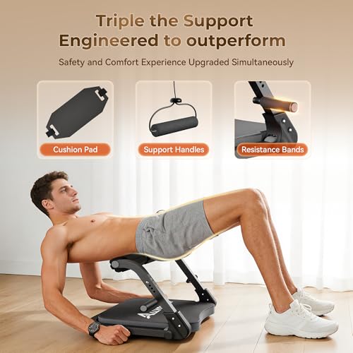 Image of Ab Machine,Sit Up Exercise Equipment& Core Machine,Adjustable Ab Trainer with 3 Resistance Levels and Removable Auxiliary Handle,perfect for home workouts and those looking to lose weight