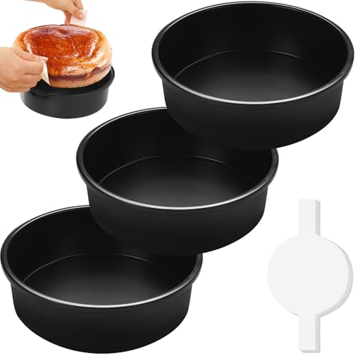 BakerChef 8 Inch Cake Pan Set of 3, Nonstick Round Cake Pans with 110 PCS Parchment Paper, Non-Toxic...