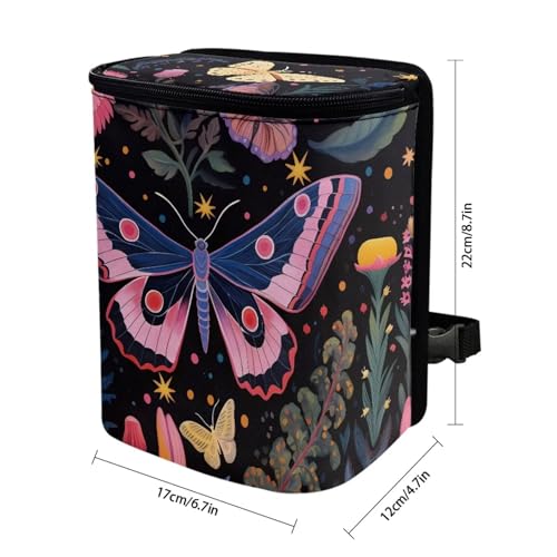 Image of Butterfly Car Trash Can with Lid,Leak Proof Hanging Garbage Storage Pocket for Home and Car,Durbale and East to Install Car Accessory Interior