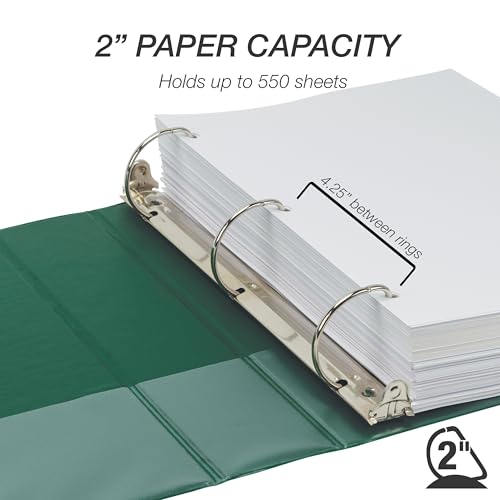 Image of Samsill Durable 2 inch 3 Ring Binder, D Ring Binder, 100% Recycled Chipboard, Green, 12 Pack