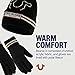 True Religion Beanie Hat and Gloves Set, Cuffed Winter Knit Cap with Stitched Yarn Horseshoe Logo and Fleece Lined Mittens, Black, One Size