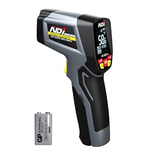 NDI High-Precision Infrared Thermometer Temperature Gun, -58℉ to +2372℉, Multi-Purpose for Cooking, Steel Smelting, Automotive Engine Repair, HVAC IRT Gun with Adjustable Emissivity