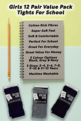 12 Pair Girls Cotton School Tights Kids Plain Opaque Tights4