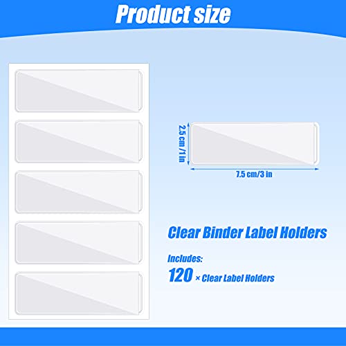 120 Pieces Clear Binder Label Holders Self Adhesive Label Holder Clear Adhesive Pockets Holder For Business Card Storage Bins Toy Bins Scrapbooks Binders Notebooks Boxes Blank Spine Label Inserts #TOP2