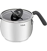 Tefal G74683 Multi-Pot, Single Handed Pot, 6.3 inches (16 cm), 2.6 L, Induction Compatible with Gas Fires, Optispace IH, Stainless Steel, Multi-Pot, Non-Stick with Lid, Stainless Steel, Charcoal Gray