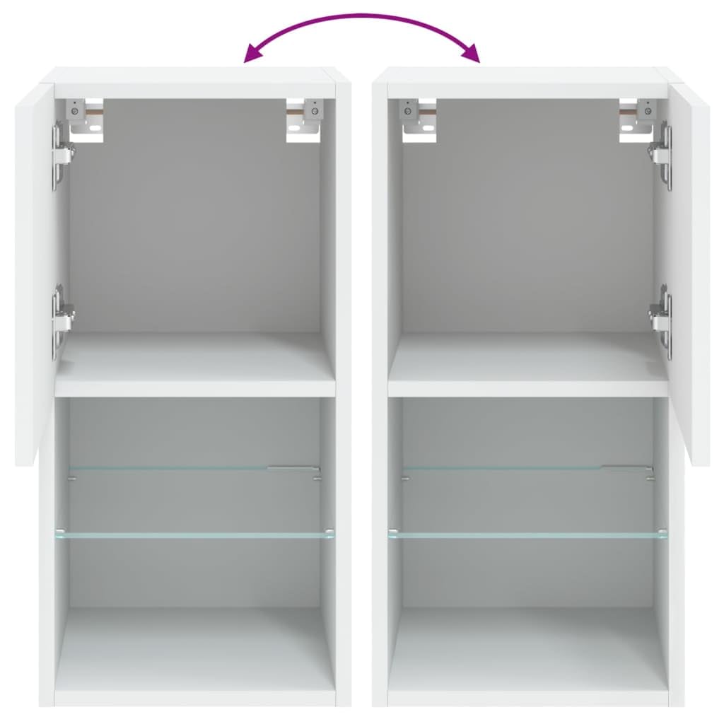 vidaXL Muebles para TV con Luces LED 2 uds, Soportes Flotantes con Almacenaje, Armarios Consolas de Pared, Muebles Multimedia de Salón, Blanco