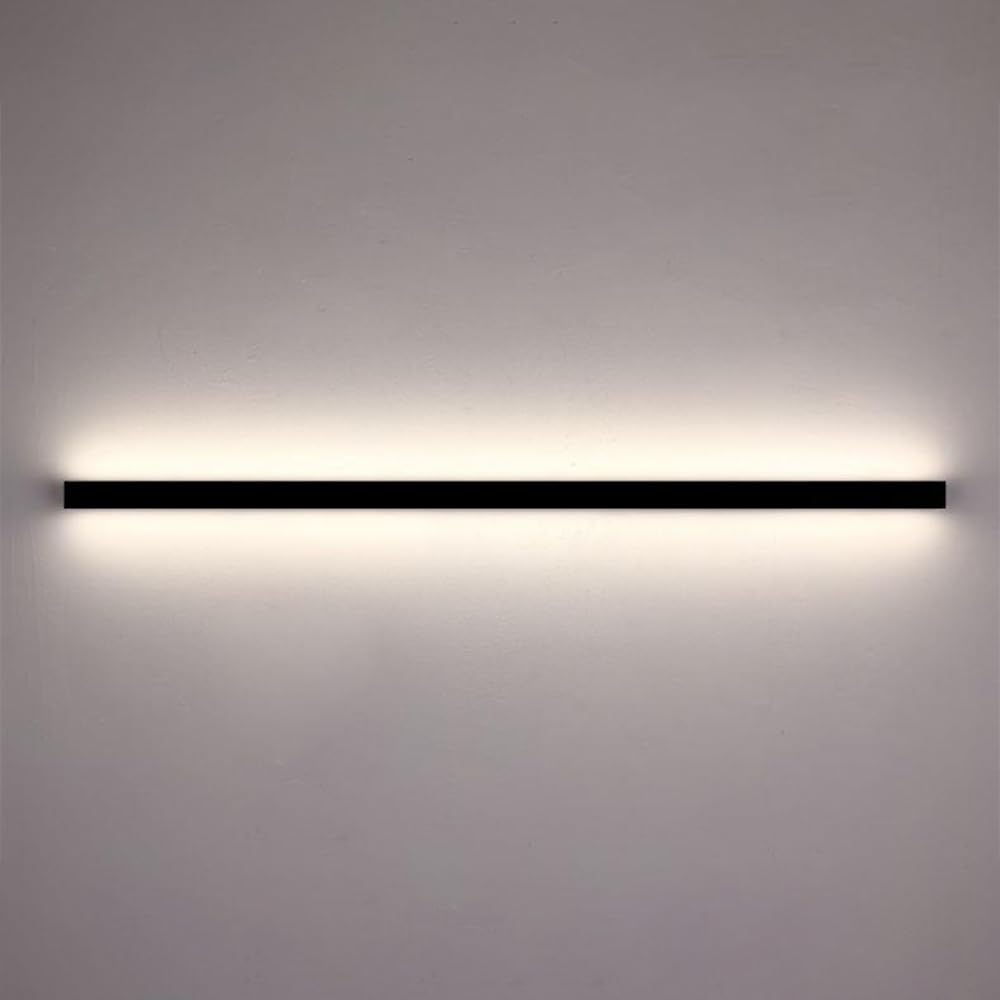 Granestner Dimmable Modern Strip Wall Light Fixture - Indoor Long Wall Sconce Black, 3000K-6000K, for Corridor, Staise, Bedroom, Living Room, Gallery