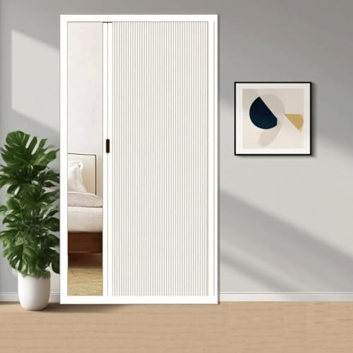 Portes intérieures pliantes en accordéon avec cadre et matériel en aluminium – Portails de séparation imperméables et faciles à nettoyer pour chambre à coucher, placard, salle de bain (200 x 75,9 cm