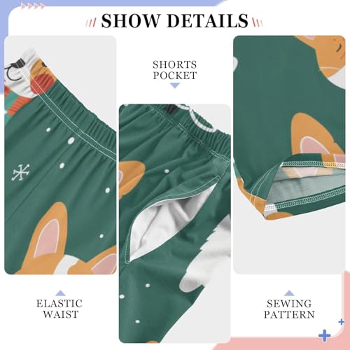 Xmas Tree Corgi Boys Long Pants Soft Trousers Elastic Waist Kids Lounge Bottoms with Pockets S-XL4