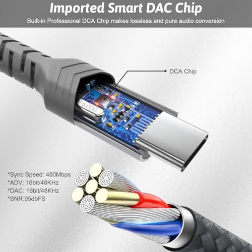 image for DigitConvert USB-C to 3.5mm Female Headphone Jack Adapter, USB Type C 