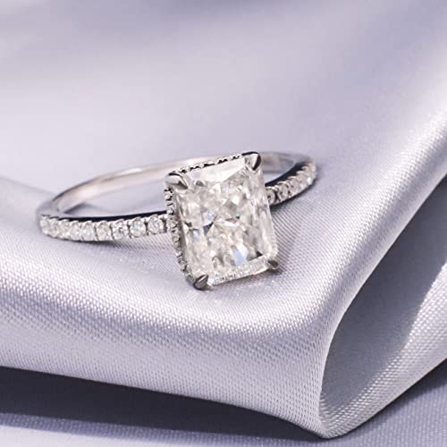 Tianyu Gems 3.0Ct Engagement Rings For Women, Sterling Silver Ghi Vvs Square Radiant Cut Moissanite Engagement Rings For Proposal Wedding Party Dress Costume Memorial Day #TOP4