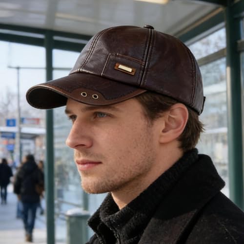 Casquette De Baseball Ajustable Cuir Résistant au Vent et Chaud - 7