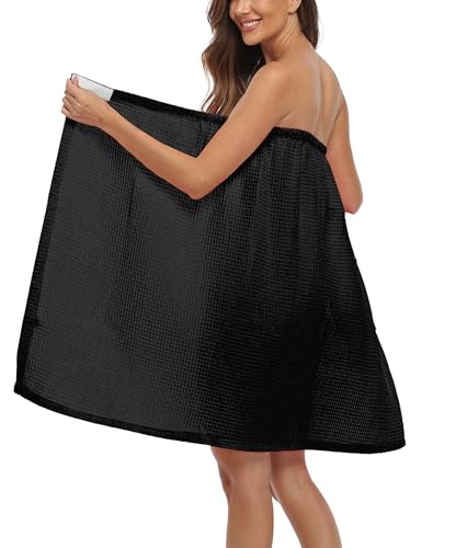 Image of 3 Pcs Towel Wrap for Women Lightweight Waffle Spa Bathrobe Cover Up Bath Shower Wraps with Adjustable Closure