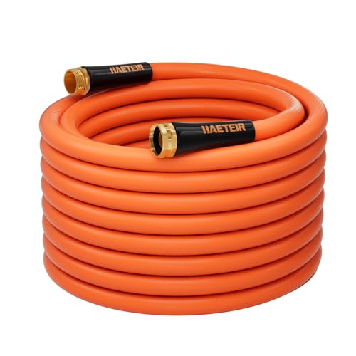 Haeteir Heavy Duty Garden Hose 5/8 in x 50 ft with Swivel Fitting, Super Flexible Water Hose, All-weather, Lightweight, Burst 600 PSI
