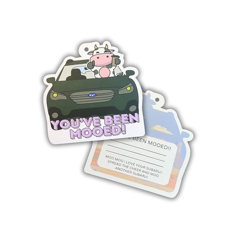Lashicorn Moo Moo Sub aru Cow Shaped Cards 3.5x3.5” 30 pack Duck You’ve Been Ducked for Car Game Mini Cow Figurine SUV Place On Car You’ve Been Mooed Rubber
