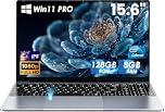Kayoote 15.6 inch Win 11 Pro Laptop Computer, Celeron 5205U, 8GB RAM, 128GB DDR4, Laptops with Fingerprint Reader, FHD Display, Wi-Fi, BT, Backlit Keyboard, Notebook Pc with Webcam