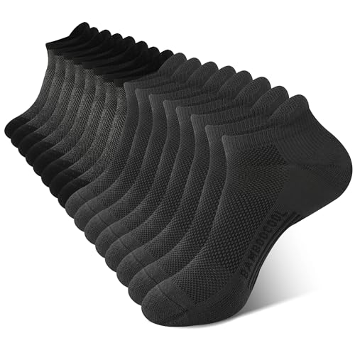 Image of BAMBOO COOL Men's Ankle Socks Moisture Wicking Breathable Odor Control Athletic Cushioned Running Socks Arch Support 8 Pack