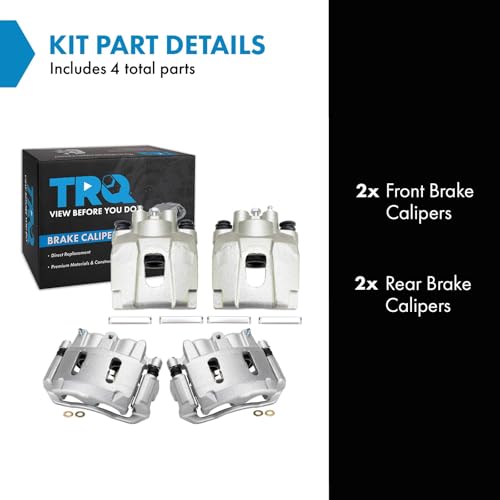 Image of TRQ Front and Rear Brake Caliper Set Zinc Coated Brackets Compatible with 2001 Ford Explorer 2001 Mercury Mountaineer