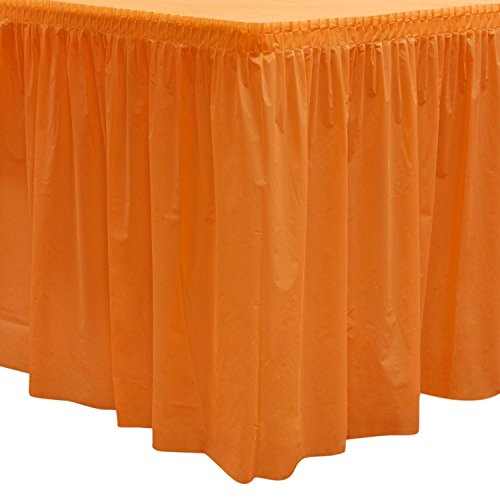 Party Essentials Plastic Table Skirt, 1-Count, 29" W x 8' (96") L, Tangerine