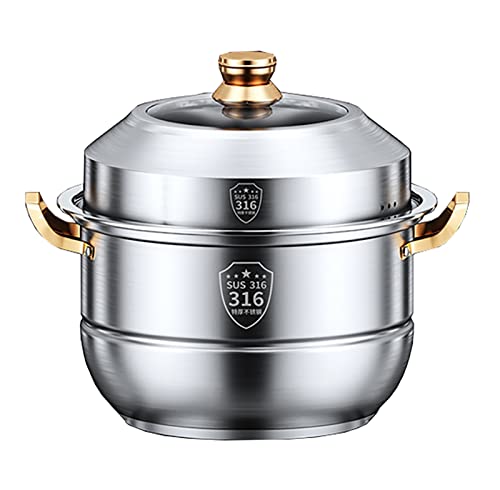 Vaporera/Olla común, comercial/doméstica Olla de vapor de acero inoxidable 316 de 2 capas (28-40 cm), for estufa de gas/cocina de inducción(40cm)