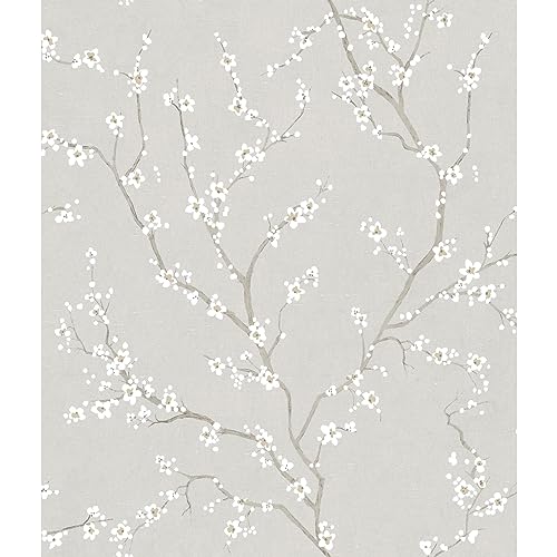 RoomMates RMK11270WP Neutral Cherry Blossom Peel and Stick Wallpaper, Neutral Small Sample