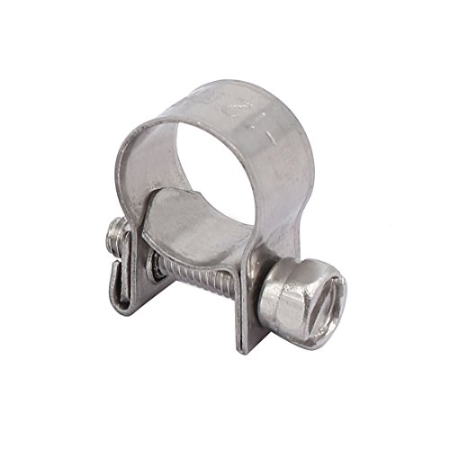 Aexit 10mm-12mm 304 Clamps Stainless Steel Screw Mounted Adjustable Pipe Strap Clamps Hose Clamp