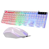 Angoily Ensemble Clavier Souris Filaire USB Ergonomique Clavier Gamer...