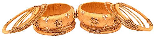 Image of NMII Fabric & Metal and Zircon Kada Set for Women & Girls