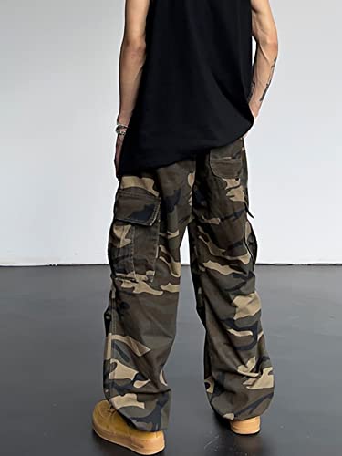 Verdusa Men's Drawstring Waist Camo Print Cargo Pants Sweatpants Workout Joggers Army Green L #TOP3