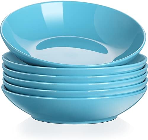 LOVECASA, Series Sweet, Soup Plates Porcelain Deep Dinner Plate Soup Snack Plate, for 6 People Dark Green