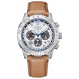 [Citizen] 腕時計 プロマスター 限定モデル ブルーインパルス Blue Impulse 20気圧 防水 限定BOX付 光発電エコ・ドライブ 航空計算尺 クロノグラフ 革バンド アナログ 秒針 日付 ソーラー 白 ホワイト 青 CA4661-09A メンズ ブラウン