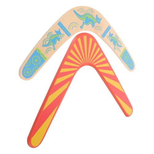 LIGIGWASH Juguetes para Exteriores de Madera Fiesta Verano, Boomerang en Forma de V y Disco Volador, 2 Piezas para Diversión al Aire Libre